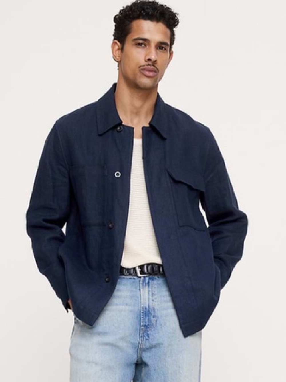 BANANA REPUBLIC LINEN FOUR-POCKET SHIRT JACKET